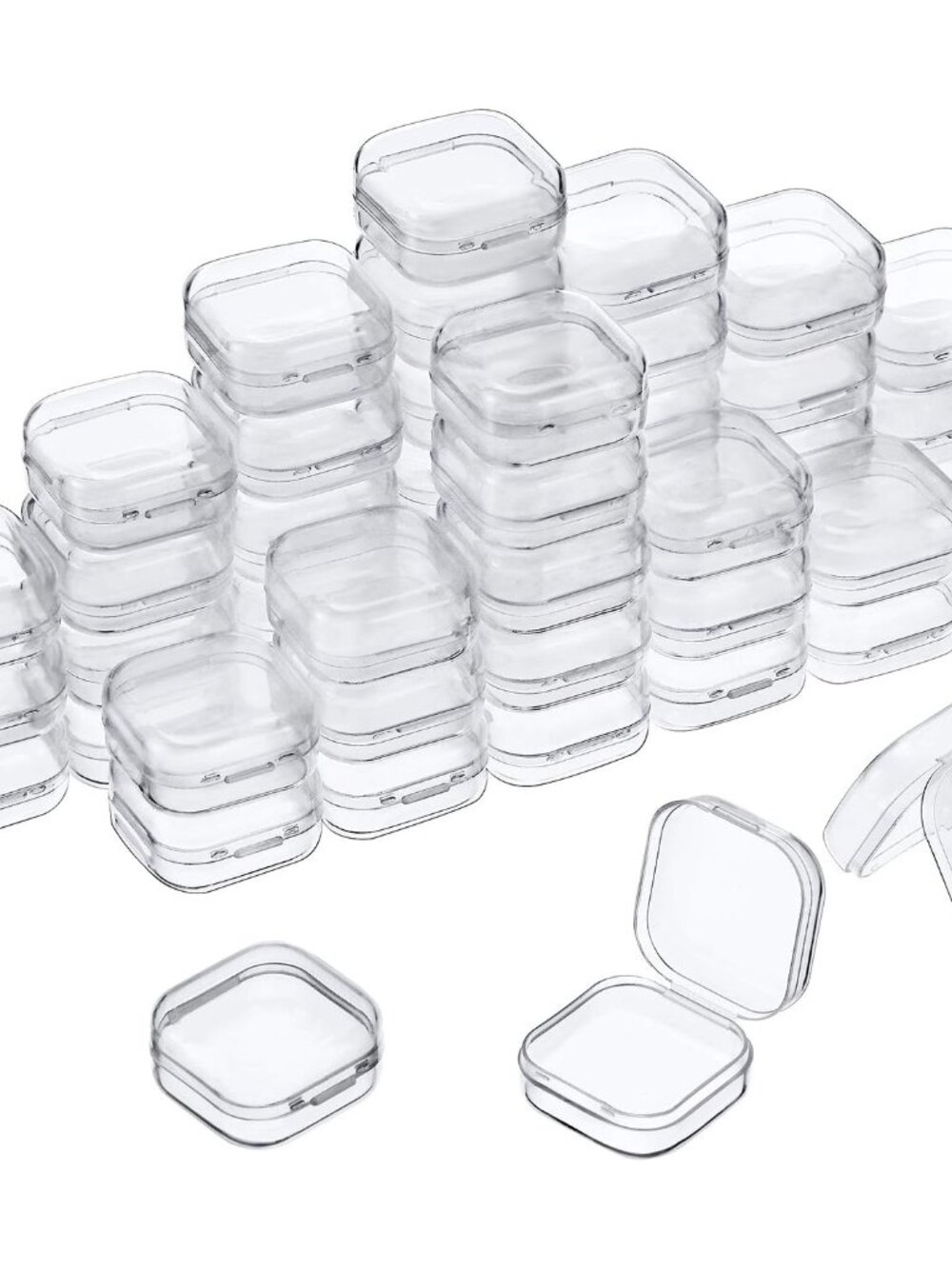 48 Packs Clear Small Plastic Containers Transparent Storage Box with Hinged Lid